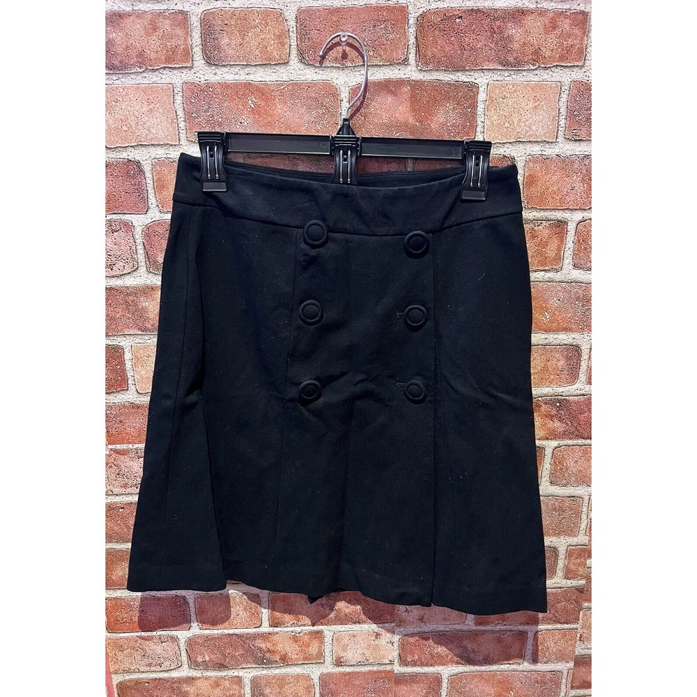 Talbots Women's Petites Size 2p Solid Black Button Down Skort With Zip Buisness